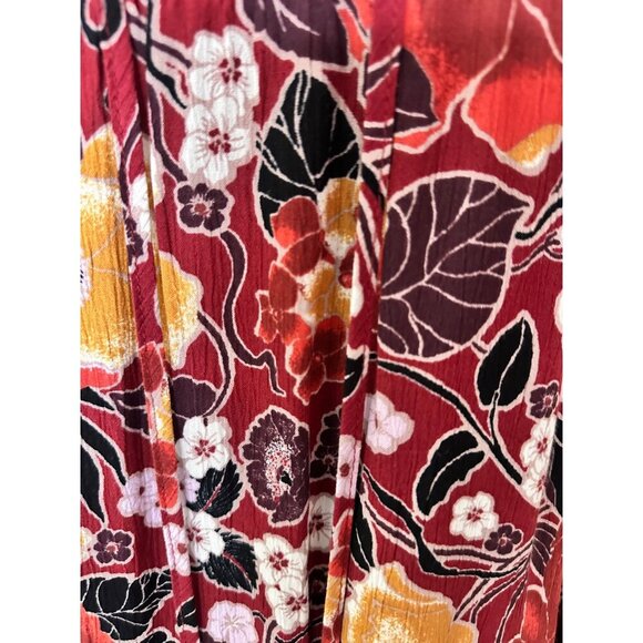 Floral Long Sleeve Blouse W Shirred Neckline & Tie Detail By Nurture Large NWT - Picture 7 of 12